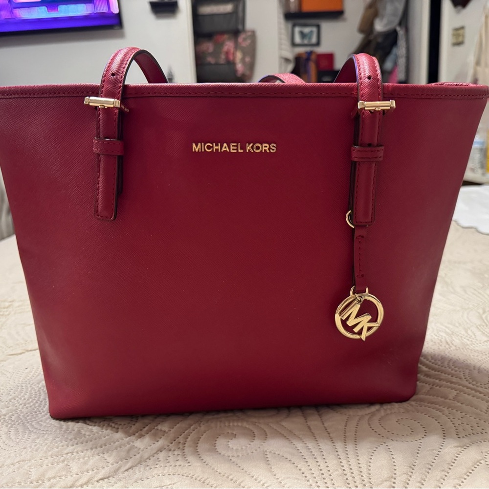 Michael Kors Burgundy Tote Bag
